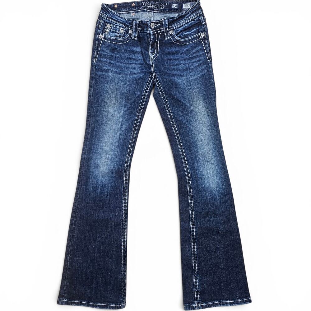 MISS ME Bootcut Jeans Women's 27 Y2K Fleur De Lis Sequin Western Glam Low Rise